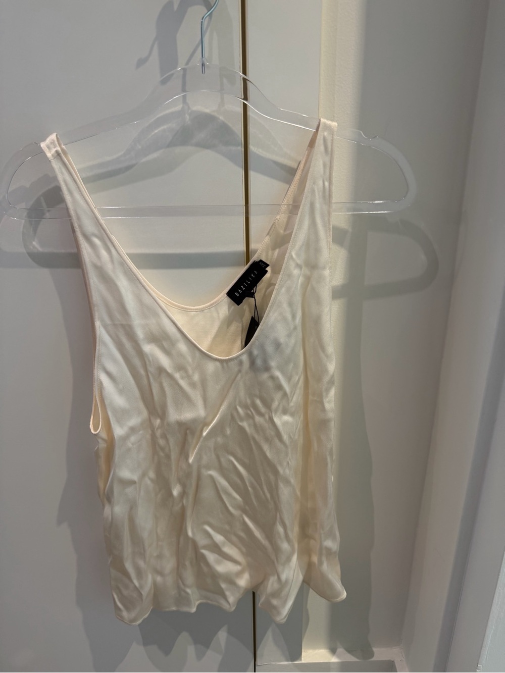 Lightweight Cream Satin Camisole Tank by Unknown Brand